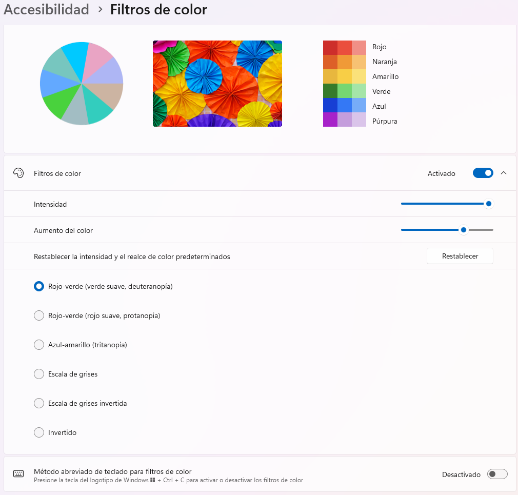 Filtros de color